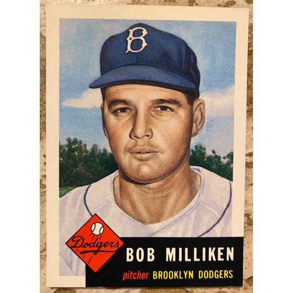 Bob Milliken 1953 Topps Baseball Archives Card #221 Brooklyn Dodgers Pitcher - Picture 1 of 2
